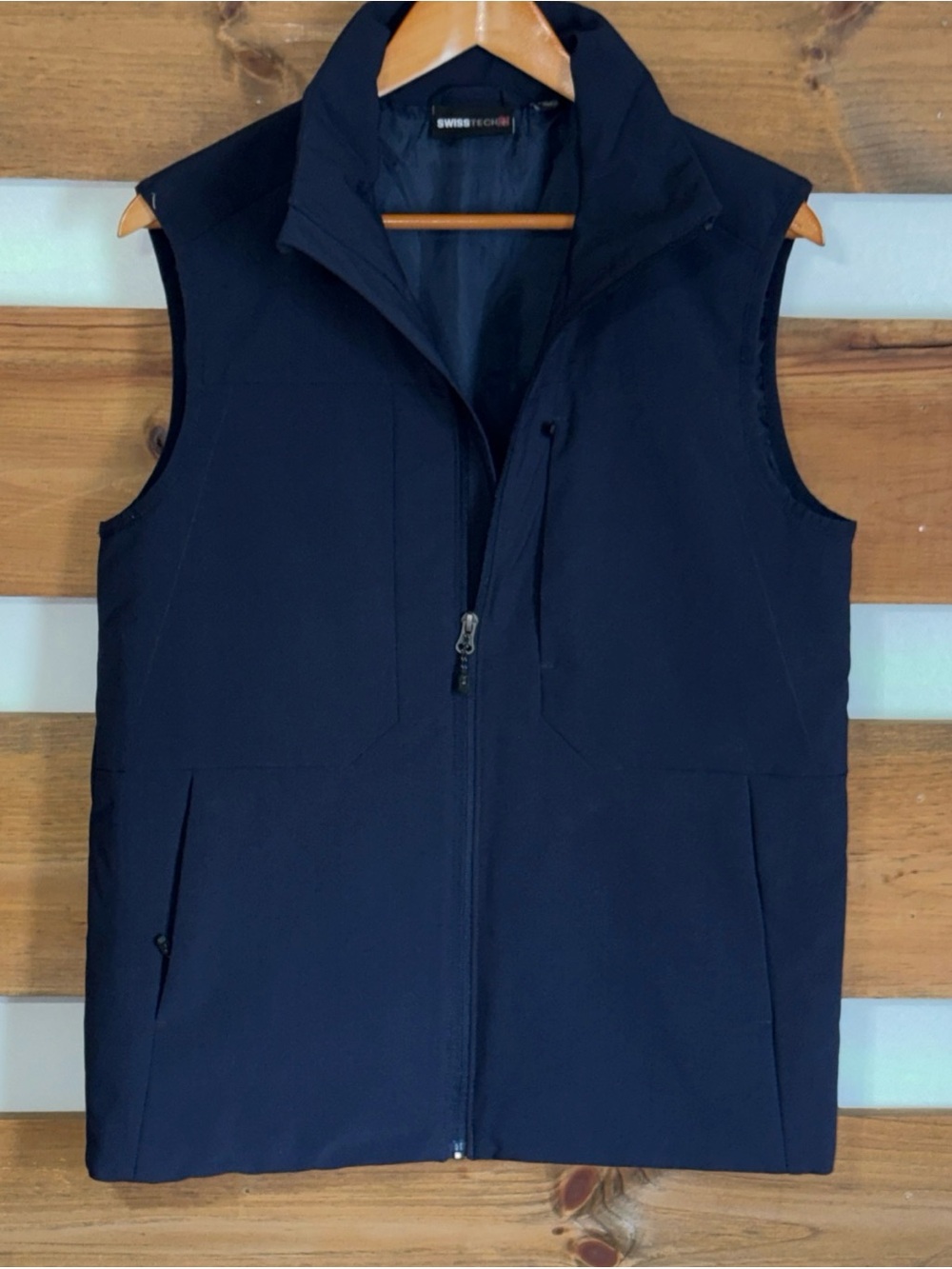 Swiss Tech Men's Solid Navy Zippered Utility Men's Lightweight Vest Size Small